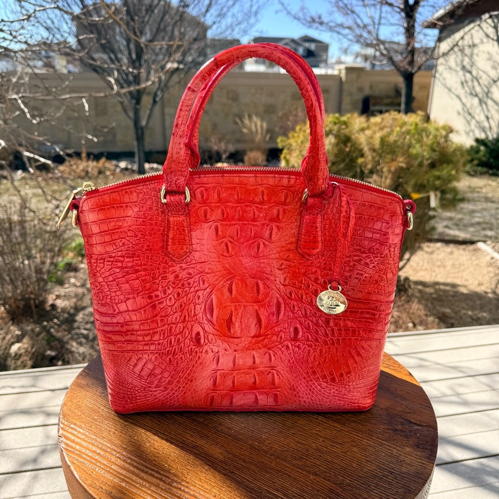 Brahmin Punchy Coral Melbourne Croc Duxbury Satchel - Picture 12 of 15